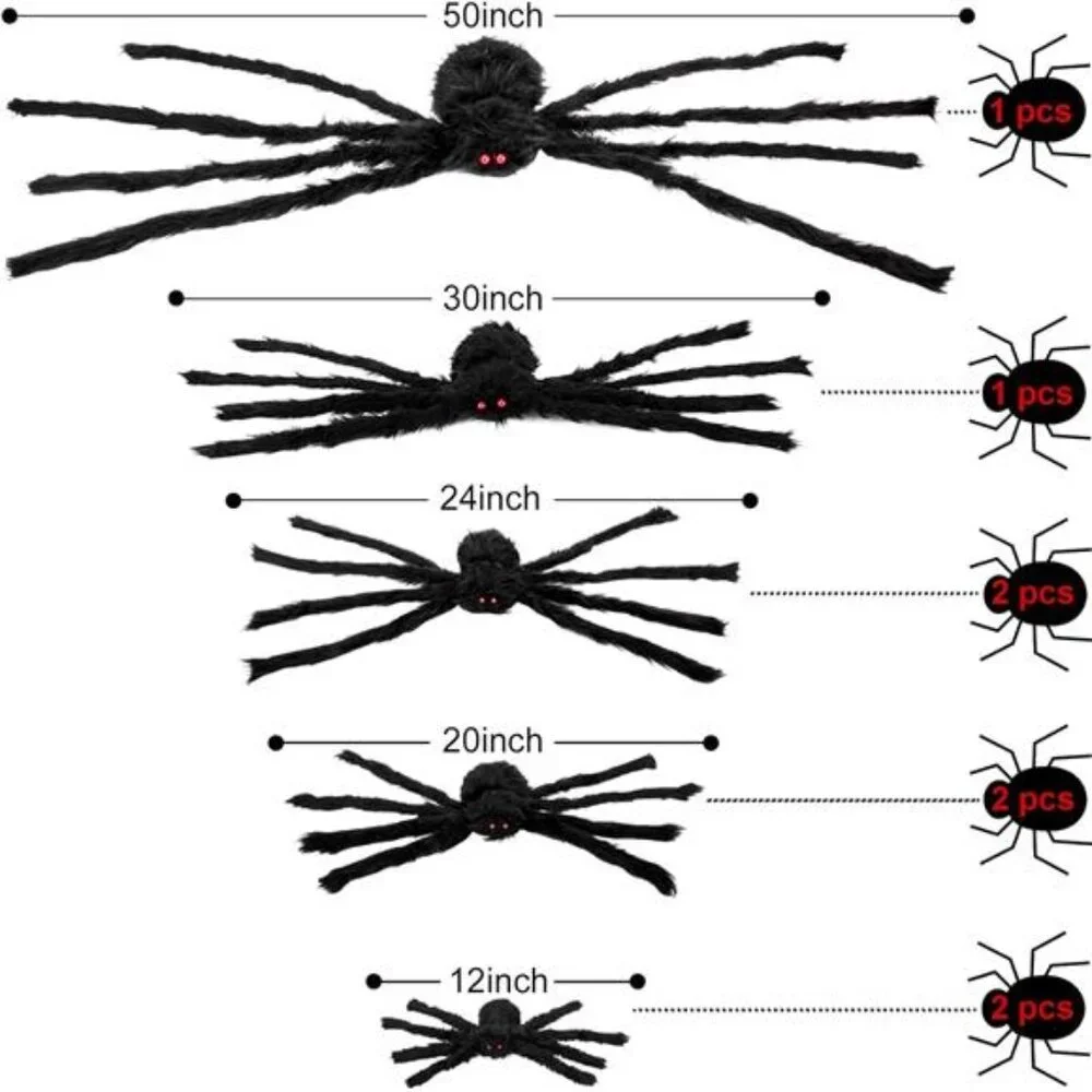 Spider Decorations, 8PCS Giant Spiders Outdoor Halloween Decorations